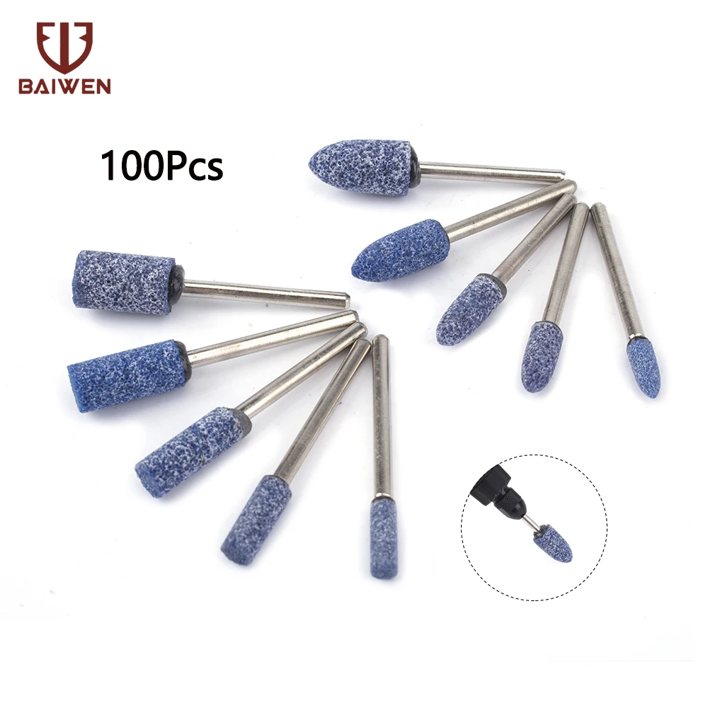 100 ПК абразивные насадки для Dremel Rotary Tools цилиндрической формы для DremelRotary инструмент шлифовальный камень, круг головы Буле 4/5/6/8/10 мм