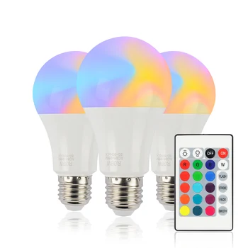 

RGB+White LED Bulb With Remote Control 10W Color Changing Light Bulb E27 Dimmable AC85-265V For Home Decor,Stage,Party,3-Pack