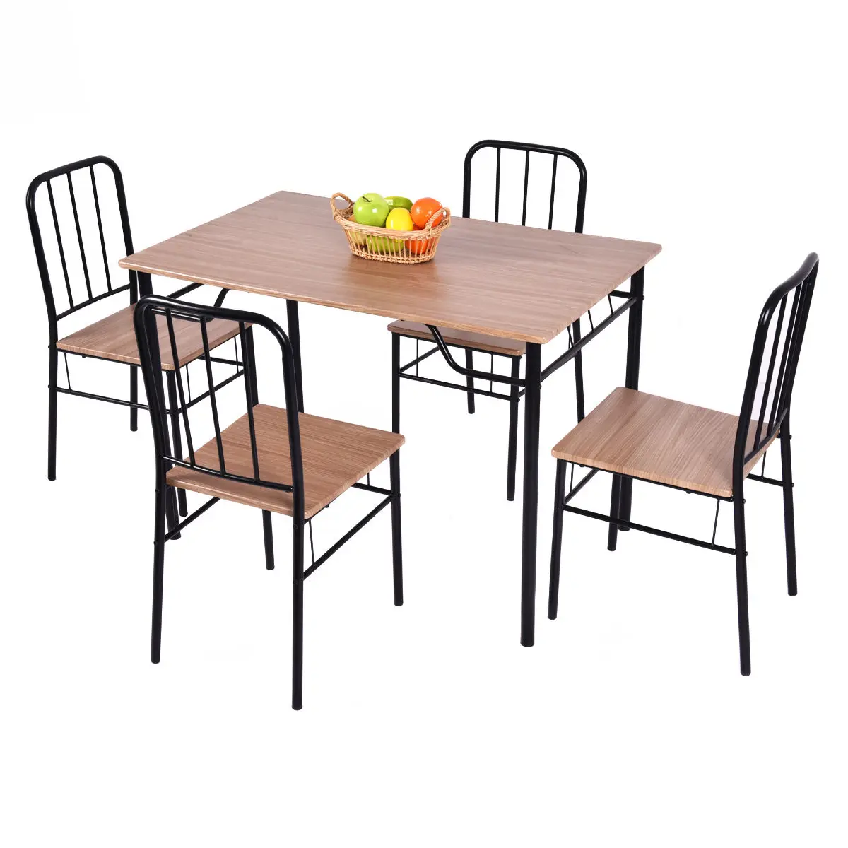 Giantex 5 Piece Dining Set Table and 4 Chairs Metal Wood Home Modern Breakfast Furniture Kitchen Table Chairs Set HW53838 Giantex 5 Piece Dining Set Table and 4 Chairs Metal Wood Home Modern Breakfast Furniture Kitchen Table Chairs Set HW53838