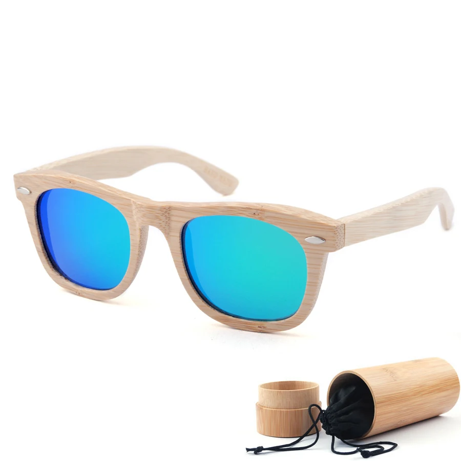 Новое поступление, маленькие размеры, бамбуковые солнцезащитные очки для женщин, фирменный дизайн, поляризационные Модные солнцезащитные очки Oculos De Sol - Цвет линз: with a bamboo case