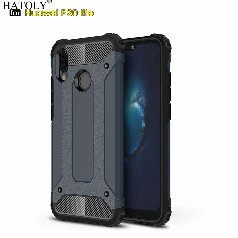 

HATOLY For Coque Huawei P20 Lite Case P 20 Lite Heavy Armor Slim Hard Rubber Tough Cover Silicone Case for Huawei P20 Lite 5.84"