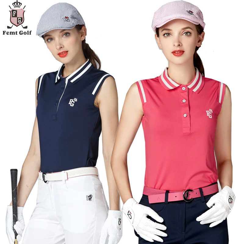 

new women golf shirts sleeveless turnover collar button T shirt golf training apparel lady sports tops jersey 4 colors S~XL