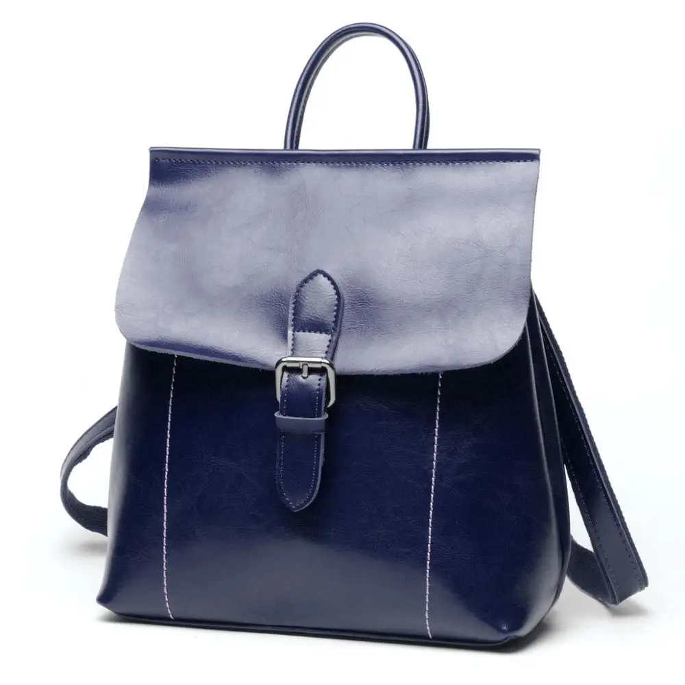 Dark Blue Zency популярный винтажный дизайнерский рюкзак из натуральной кожи для женщин, Модный женский ранец, школьный ранец для девушек, женские дорожные сумки для ноутбука - Цвет: Dark Blue