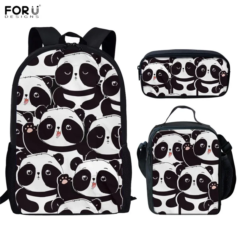 FORUDESIGNS/милые детские школьные сумки с принтом панды для девочек-подростков; Большой Вместительный рюкзак для кампуса для детей; 3 шт.; школьные сумки; рюкзак - Цвет: HX566CGK
