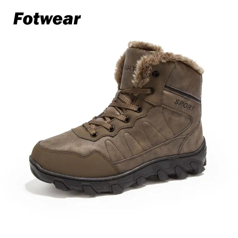 

Fotwear Men winter warm plush boot Men outdoor leather shoes Exceptional cushion support Comfort and shock absorption shoes