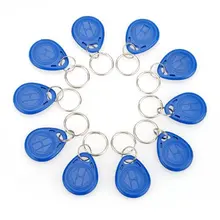 Door key chip 10pcs blue color RFID key fobs 125KHz proximity ABS key tags/for access control TK4100/EM 4100 chip Unwritable