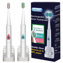 AZDENT электрическая звуковая зубная щетка Беспроводная перезаряжаемая зубная щетка IPX7 Водонепроницаемая с 4 сменными зубными головками для взрослых