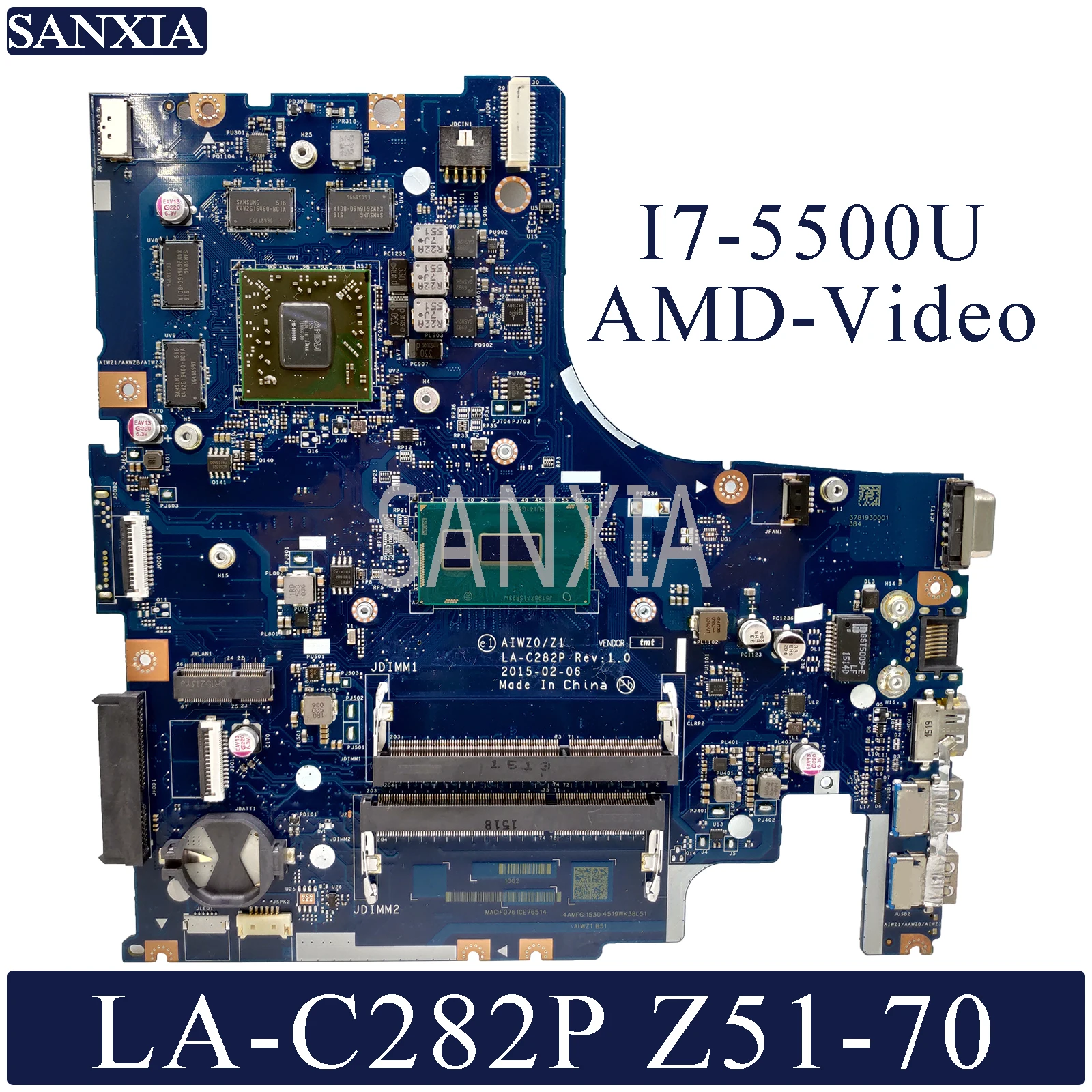 KEFU AIWZ0/Z1 LA-C281P اللوحة المحمول لينوفو Z51-70 اختبار اللوحة الأصلية I5-5200U R7-Video