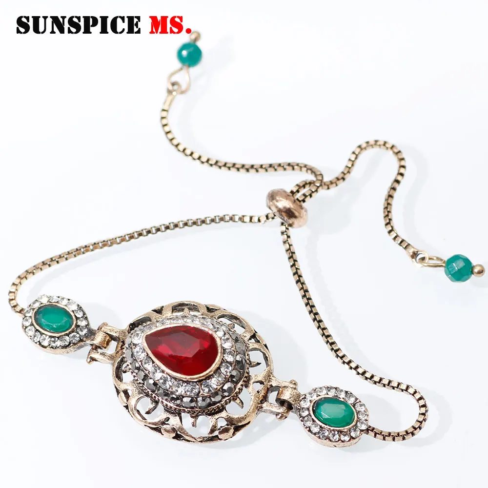 SUNSPICE MS индийский скользящий браслет для женщин античный золотого цвета камедь ювелирные изделия турецкий, этнический Свадебный Регулируемый цепочка на запястье детей