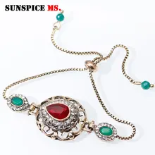 SUNSPICE MS индийский скользящий браслет для женщин античный золотого цвета камедь ювелирные изделия турецкий, этнический Свадебный Регулируемый цепочка на запястье детей