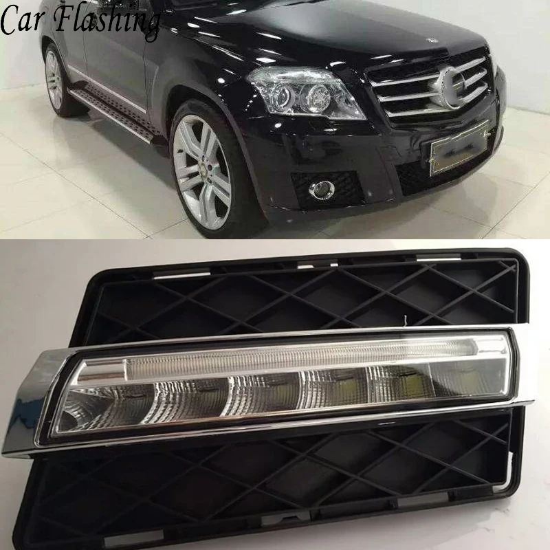 

Car Flashing 1Pair LED Daytime Running Light Yellow Turn Signal DRL For Mercedes Benz GLK 300 350 5000 2008 2009 2010 2011 2012