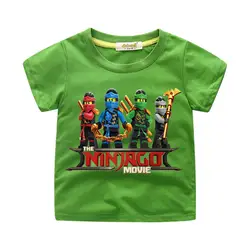 Футболки с забавным принтом для мальчиков и девочек, футболки с героями мультфильмов Ninjago, костюм, детская летняя одежда, Детская короткая