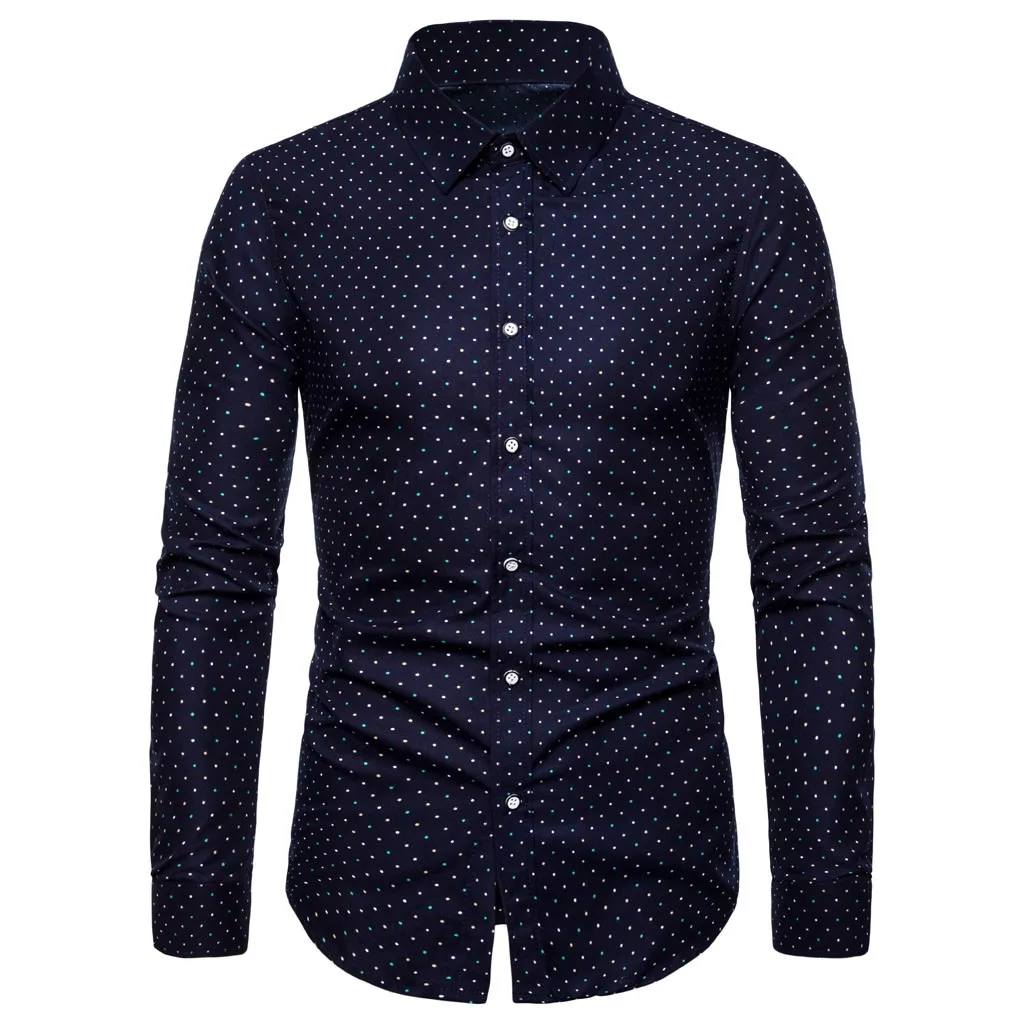 JAYCOSIN рубашка мужская camisa masculina летние Узкие повседневные рубашки с длинным рукавом с принтом с отложным воротником мужская рубашка мужская