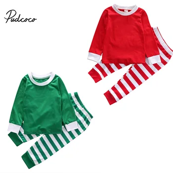 

Kids Striped Xmas Pjs Pajamas Baby Boy Girl Christmas Festivel Sleepwear Pajamas Family Photography Prop Outfit Clothing Sets