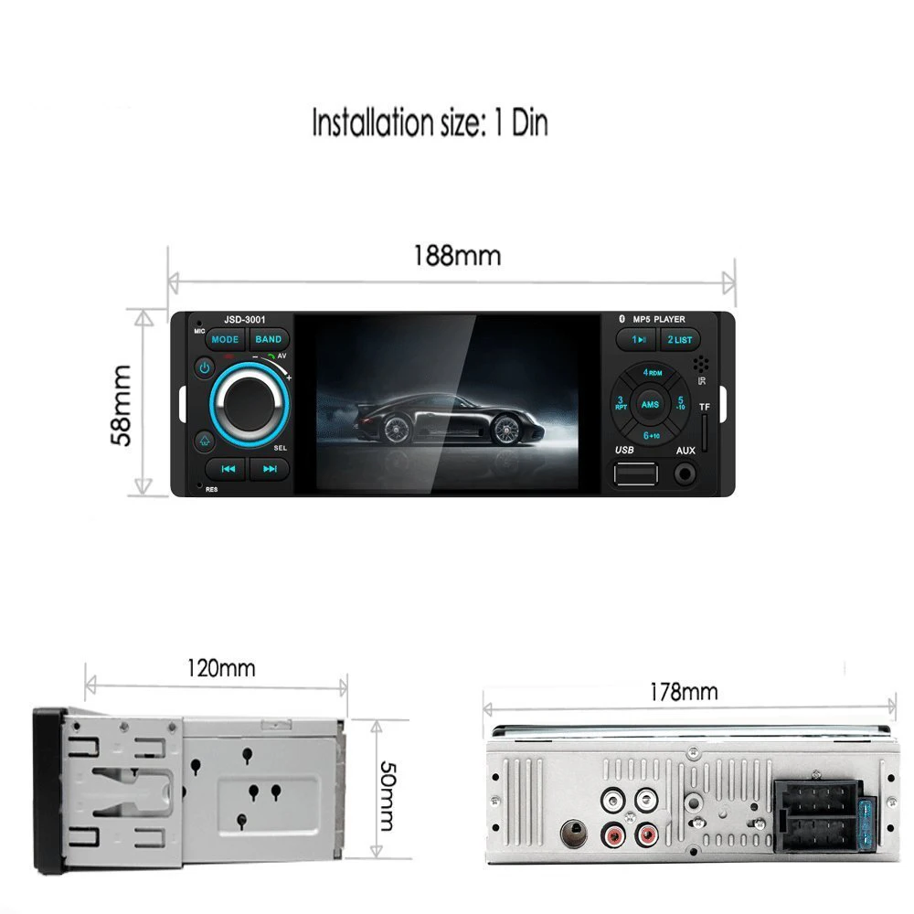 DC 12 В 50 Вт* 4 4," DIN Bluetooth Автомагнитола стерео ЖК-дисплей RDS USB/TF/AUX FM автомобильный MP3 мультимедийный плеер