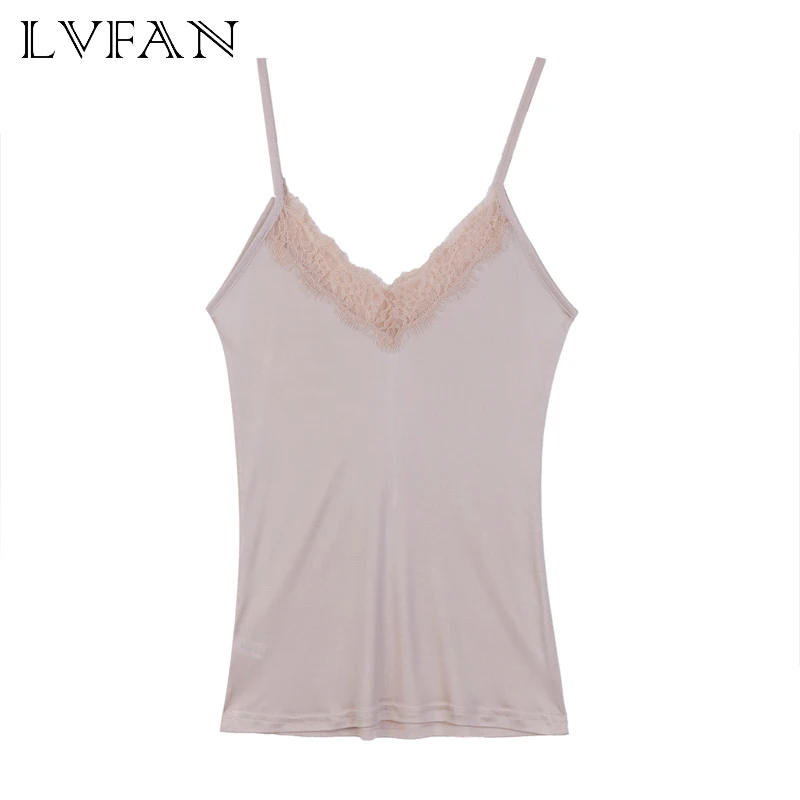 PLUS Size Summer Nature Silk Lace Sleep Tops Women Camisoles Elastic Loose Elegant Sexy Pajamas V-neck Cool BottomingLVFANTG-068 PLUS Size Summer Nature Silk Lace Sleep Tops Women Camisoles Elastic Loose Elegant Sexy Pajamas V-neck Cool BottomingLVFANTG-068