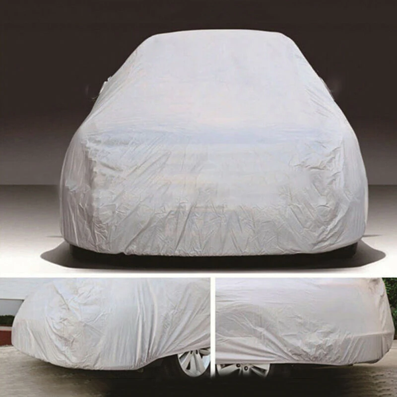 

580*175*120cm Nylon + PVC Silver Universal Car Cover Folding Outdoor Protection Rain Snow Dust Sunlight UV Shade