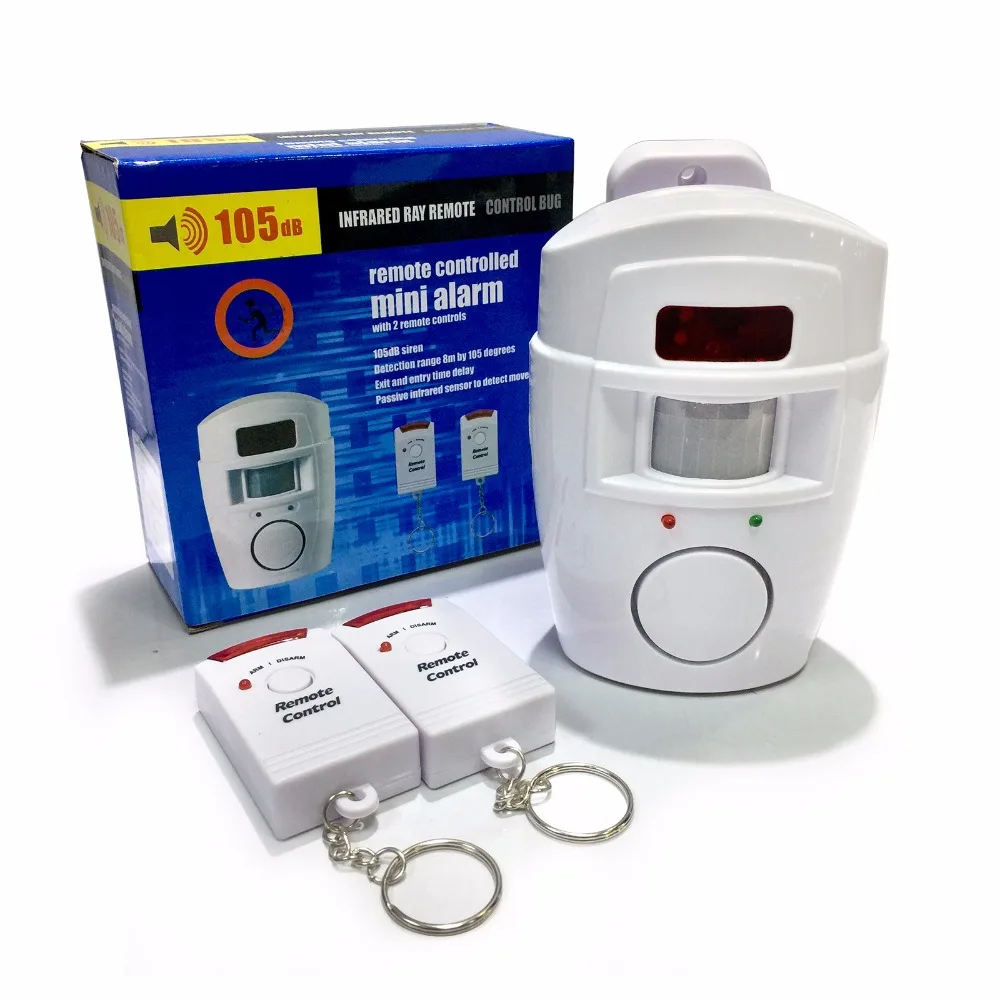 Etiger Wireless PIR Motion Sensor Alarm 2 Remote Controls Local Alarm Burglar 105db Siren