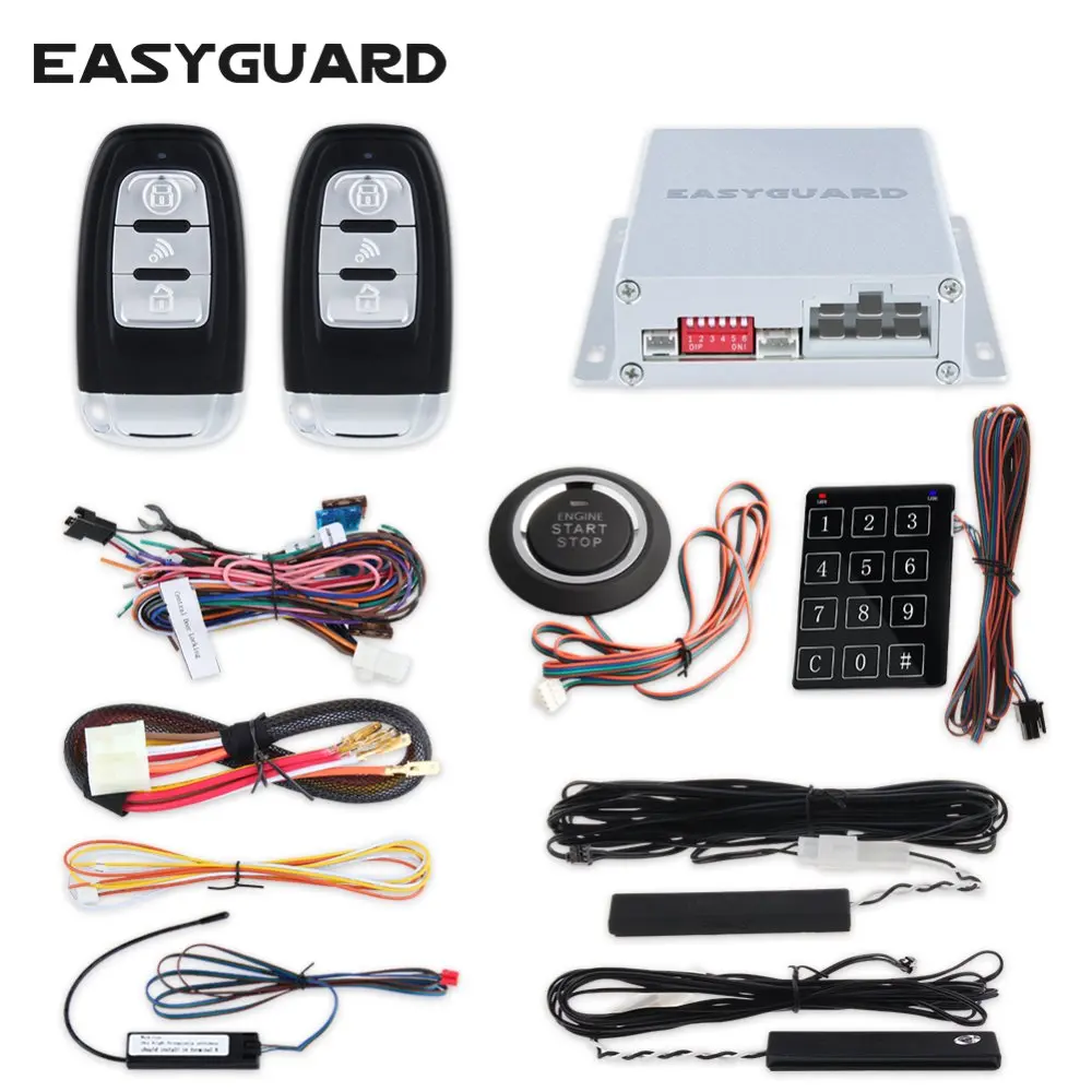 EASYGUARD Universal PKE car alarm system auto start smart push engine start touch password entry backup