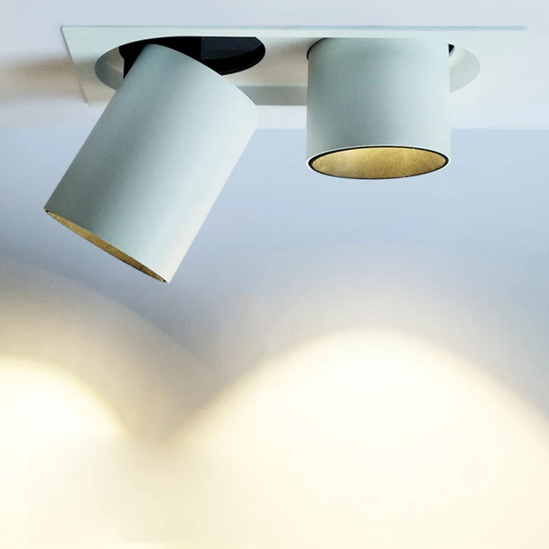 

LED Spotlights 15W Embedded Adjustable Angle Spotlight Retractable Single Head Square Double Head Ceiling Lighting