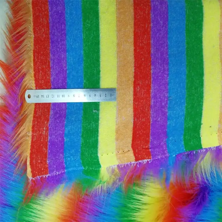 Жаккардовая плюшевая многоцветная ткань Радужный искусственный мех ткань игрушка экологически чистая(45-70 мм ворс длинный