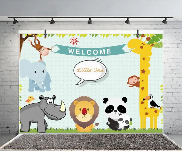 Laeacco Animal Paradise 1st Baby Birthday Party Photography Backgrounds Customized Photographic Backdrops For Photo Studio Laeacco Animal Paradise 1st Baby Birthday Party Photography Backgrounds Customized Photographic Backdrops For Photo Studio