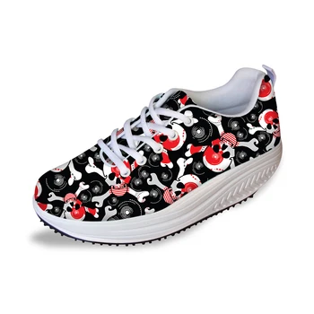 

NOIDYDESIGNS Casual Slimming Swing Shoes For Women Lady Punk Skull Platform Shoe,Fashion Female Breathable Mesh Shape Ups