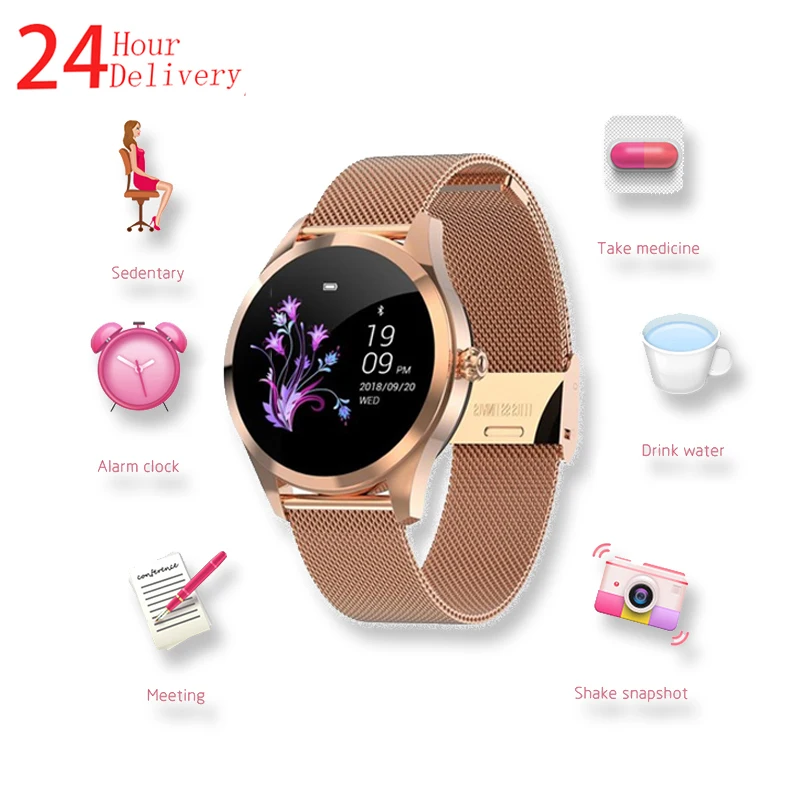 

KW10 Fashion Women Smart Watch Android IOS Bluetooth Bands Blood Pressure Heart Rate Monitoring Ip68 Waterproof Fitness Tracker