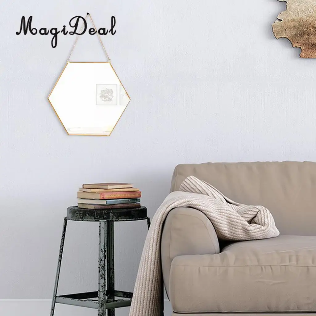 MagiDeal Wrough Iron Golden Frame Mirror Vanity Make Up Mirror Wall Mirror for Bathroom Entryways Washrooms Living Rooms