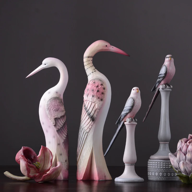 

Modern Red-crowned crane Ornament Resin bird Animal Arts and Crafts fairy garden miniature figurines home decoration accessories