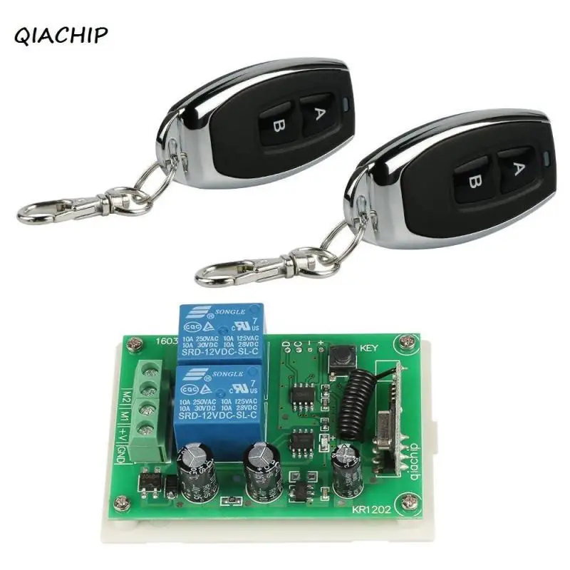

QIACHIP 433Mhz Wireless Smart Remote Control Switch DC 12V 2 Channel Relay Receiver Module and RF 433 Mhz Remote Transmitters Z3