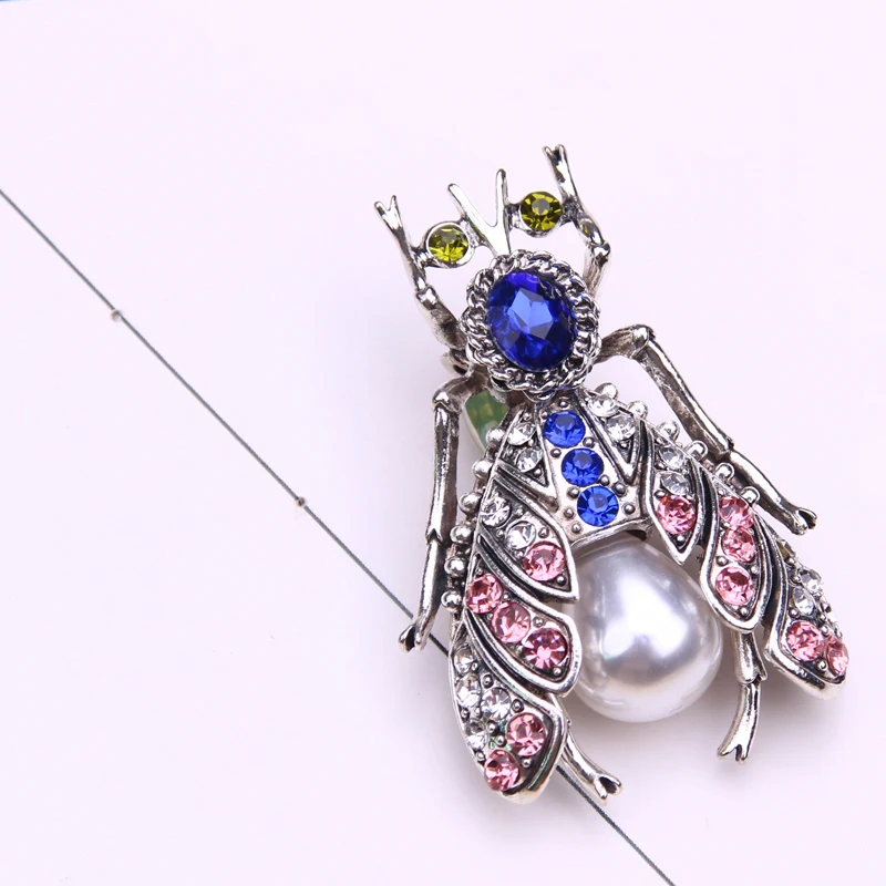rhinestone insect brooch cute enamel pins and brooches for women pearl
