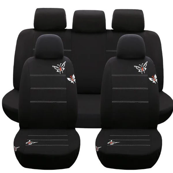 Butterfly Seat Cover Embroidered Vehicles Seats Cover Interior Accessories Black set Auto