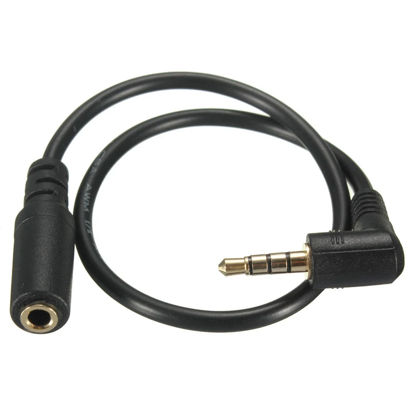 1pc 90 Degree Right Angled 3.5mm Female Jack Audio Cable 25CM 4 Pole
