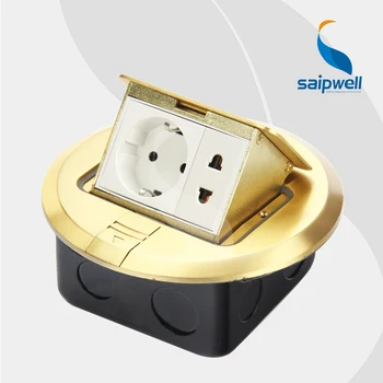 

16A 220V Cu Pop-Up Design Disk Shape Waterproof Floor Socket / 1Gang European Socket & 2-Flat-Blades Socket (SPD-2Y/CC1-6)
