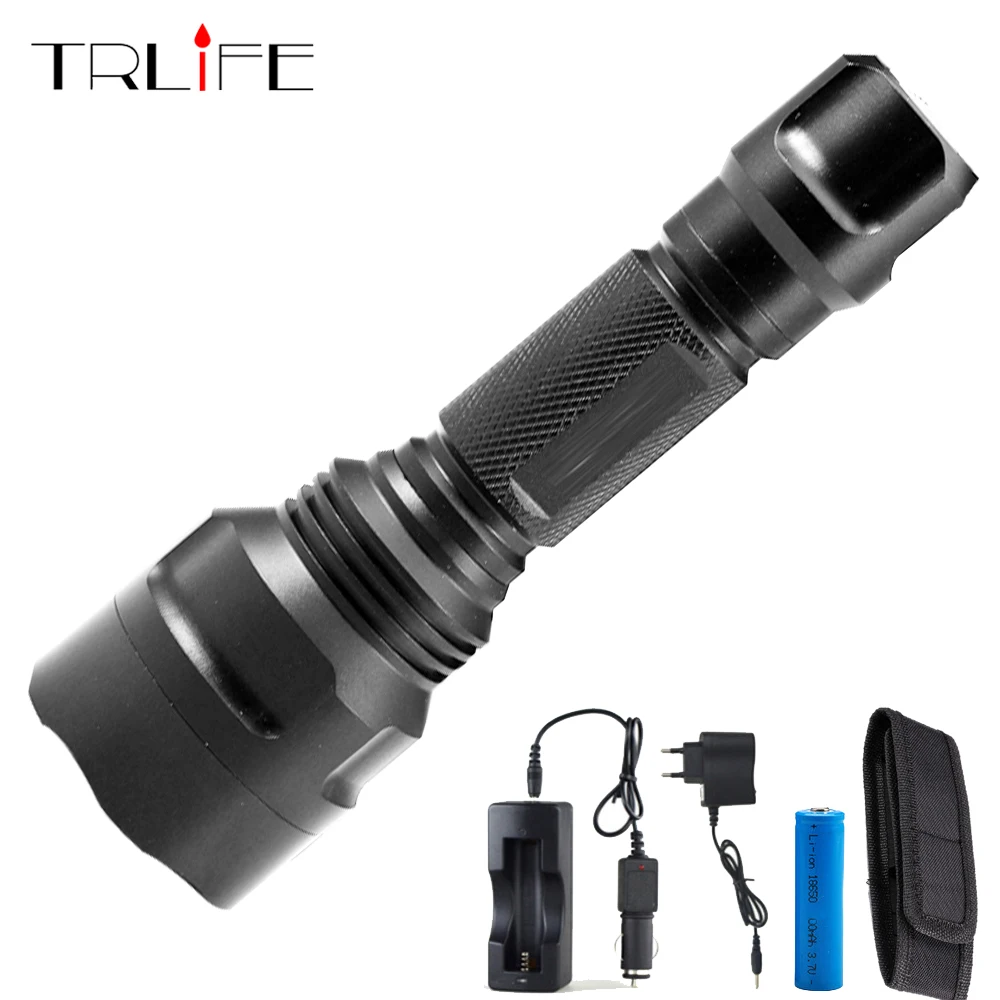 

TRLIFE Powerful 8000 lumens C8 L2 LED Flashlight +DC/Car Charger+18650 Battery+Holster LED Torch waterproof Lamp