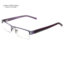 Прямоугольные линзы, полуободок, маленькие размеры, металлические очки для девочек, любимый фиолетовый цвет, рамка, полый рожок, гибкий шарнир LXS1011