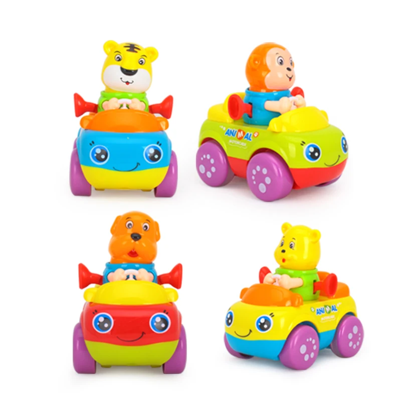 

4pcs/Lot Children Pull Back Cars Dog Monkey Tiger Animal Cartoon Cars Friction Car Kids Beach Model Toys