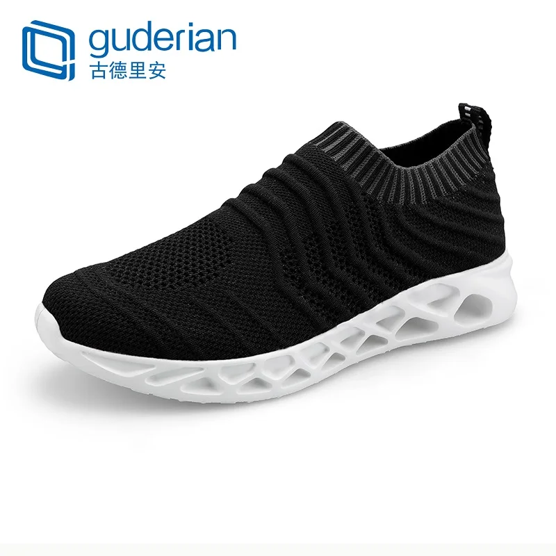 GUDERIAN/бренд; большие размеры 39-48; мужские носки; кроссовки; обувь; дышащая повседневная обувь для мужчин; удобная мужская обувь без шнуровки; лоферы - Цвет: Черный