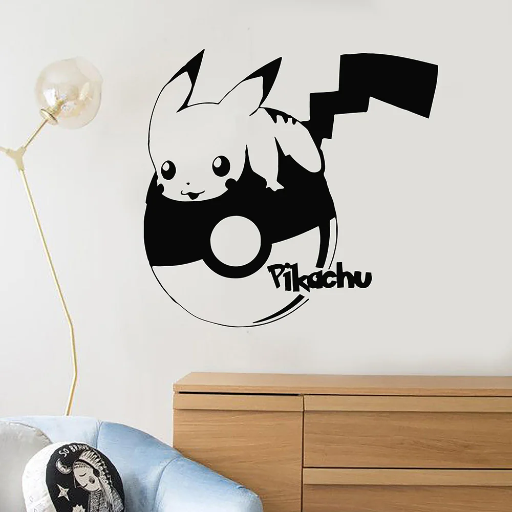 Free shipping Cartoon Pikachu Vinyl Wall Decal Home Decor Kids Room Art