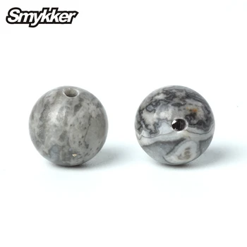 

AAA+ Natural Gemstone Beads Grey Map Stone Jade Loose Spacer Beads 15" Strand 4/6/8/10mm Round Jade Stone For DIY Jewelry Making