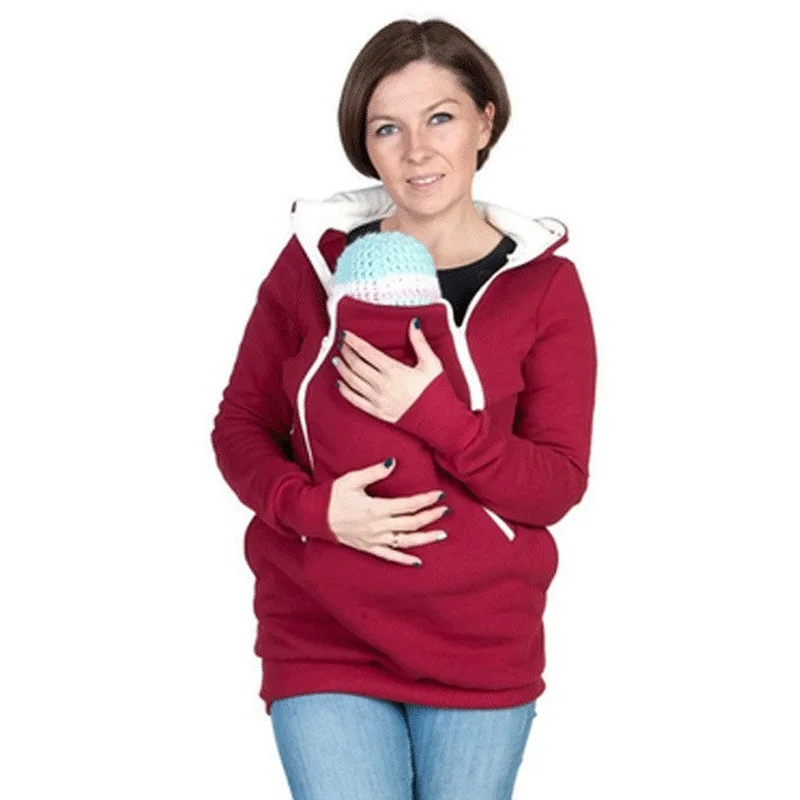 Pregnant Womens Clothing Multi functional Kangaroo Hoodies Long Sleeve