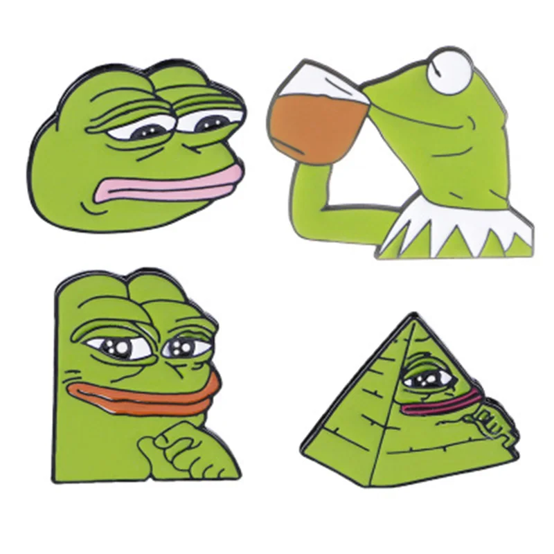 

sad frog thinker drink Pepe Pride Lapel Pin Badge Badge Button Funny enamel Lapel action figure model toy for Children