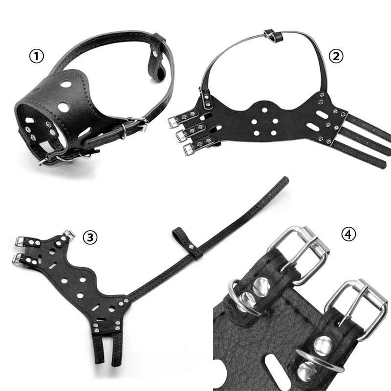 Из искусственной кожи собака намордник Регулируемый дышащий Маска Анти против