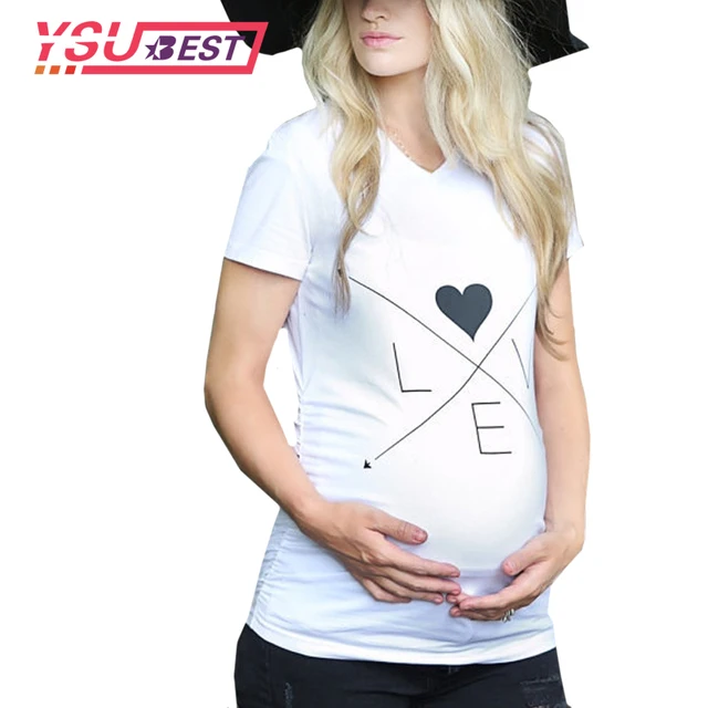Summer Comfortable Pregnant Maternity T Shirts Love Casual