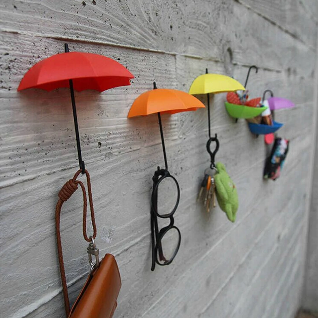 

Useful 3Pcs Cute Colorful Umbrella Wall Hook Key Hair Pin Holder Organizer Random Color