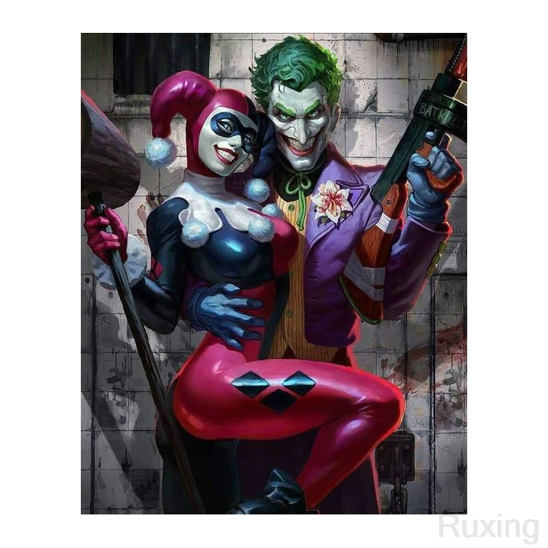 

Full Drill Square Diamond 5D DIY Diamond Painting Cross Stitch Movie character "Clown Couple"Diamond Embroidery Mosaic Painting