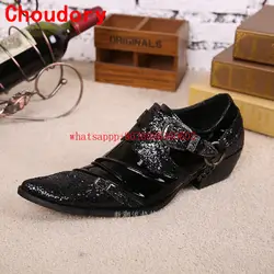 Choudory/Для мужчин S итальянский кожаные туфли Туфли-оксфорды черного цвета для Для мужчин Обувь с блестками торжественное платье официальная