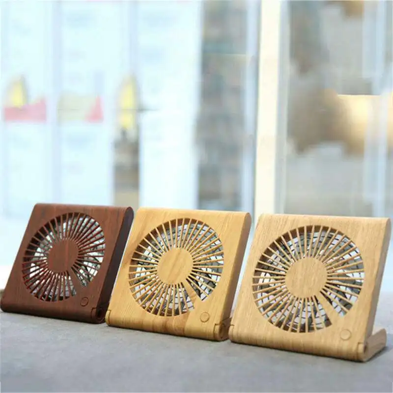 

Wood Grain Desktop Fan Portable Mini Silent USB Charging Electric Accessories Summer Paper Fans Party Decorations Round 19apr26