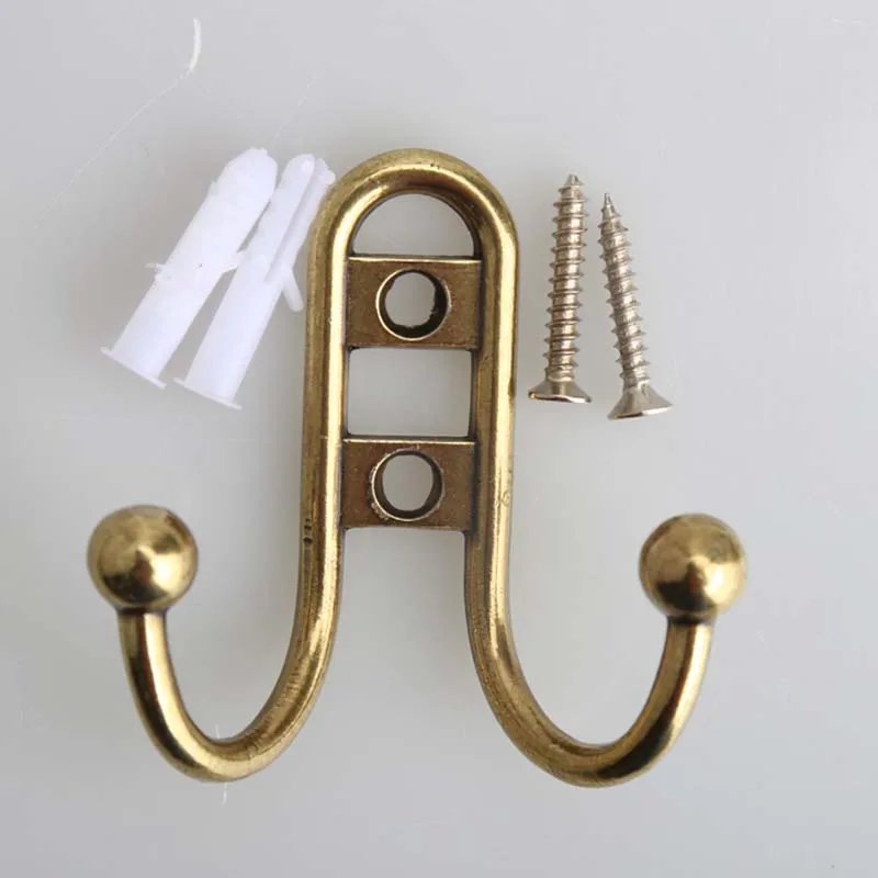 Простые настенные крючки в винтажном стиле бронзовые для одежды два крючка